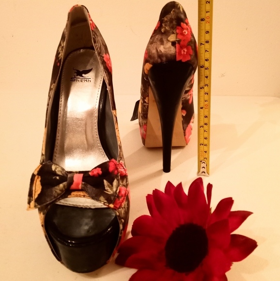 🎁FREE GIFT INCLUDED🎁 NWT Stiletto Platform Peep Toe High Heel Double Bow Shoes - Picture 11 of 14